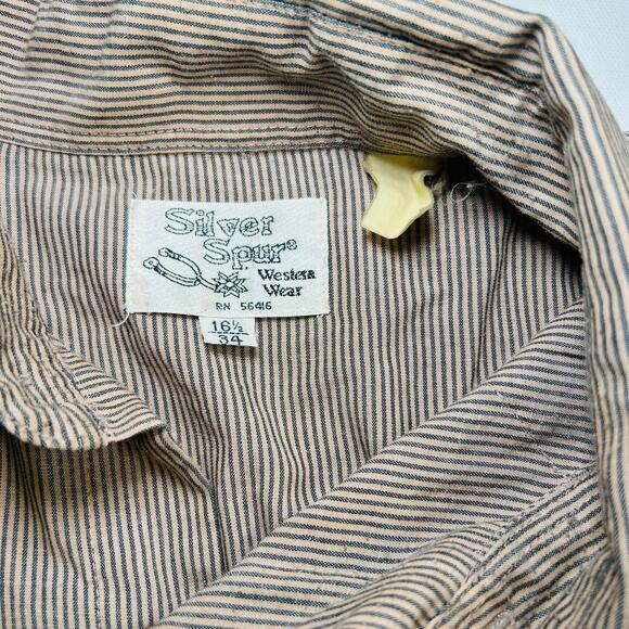 Vintage Silver Spur Western Shirt Cowboy Pearl Snap Striped Rodeo Shirt 16.5-34 - Picture 5 of 9